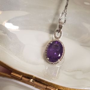 STERLING SILVER AMETHYST STONE NECKLACE